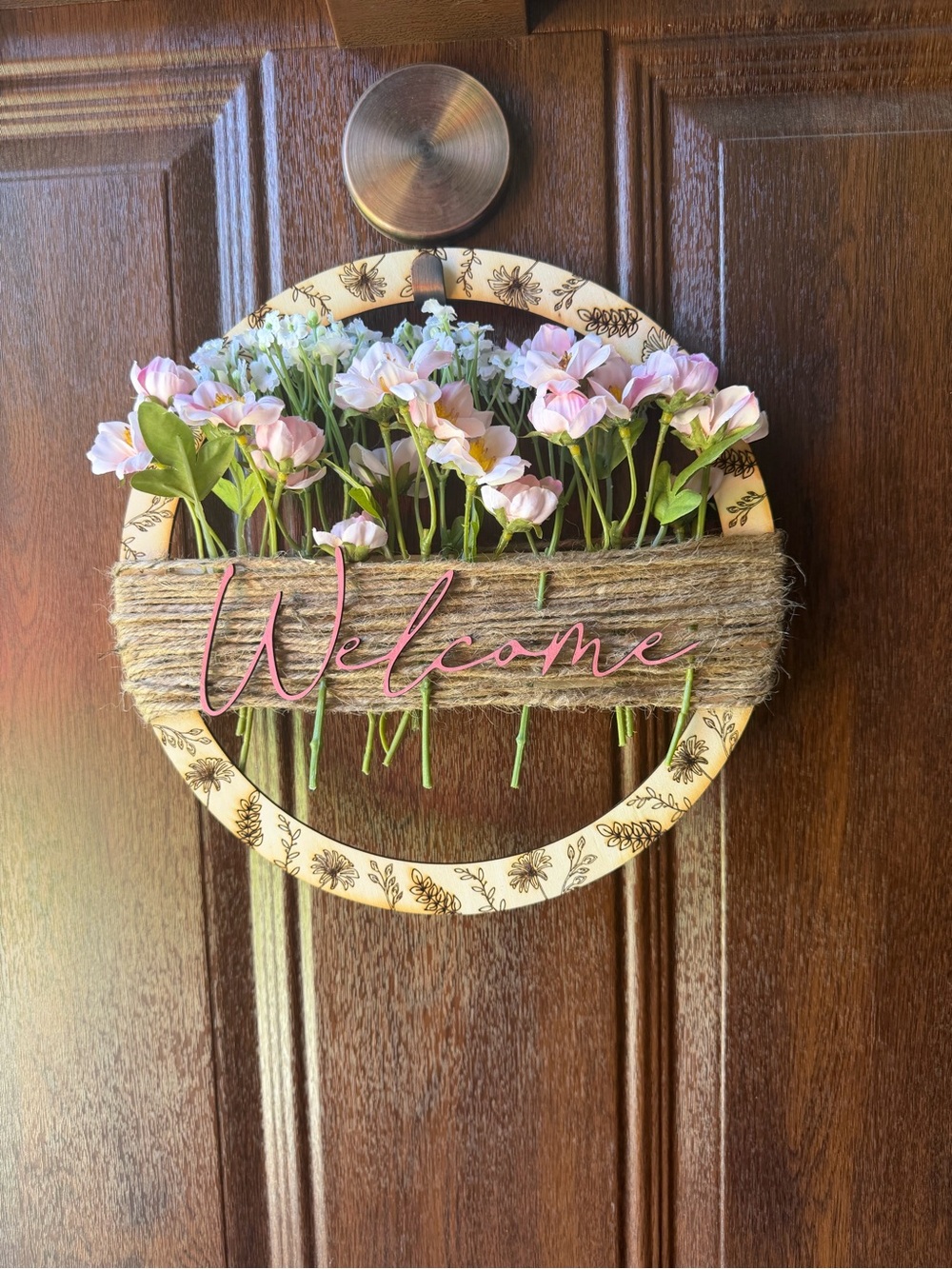 Welcome Floral Hoop Door Hanger